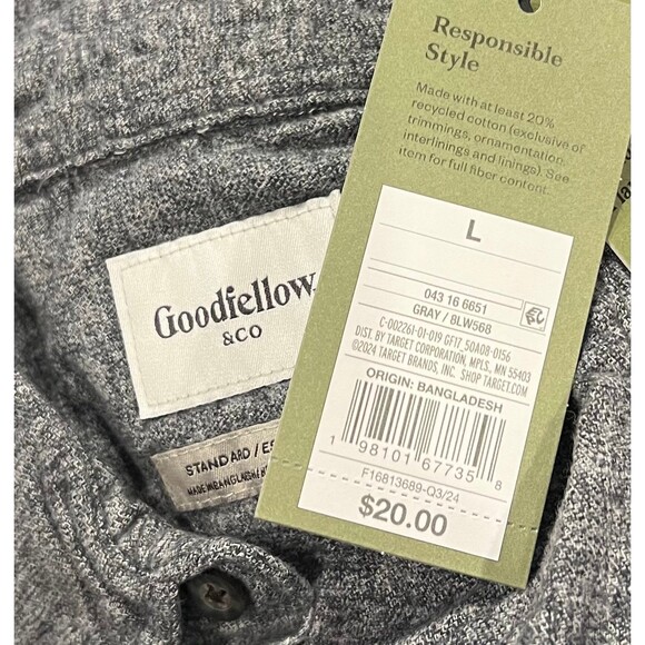 Men's Mid-Weight Flannel Long Sleeve Button-Down Shirt ~ Size: L ~ NWT - Picture 6 of 7